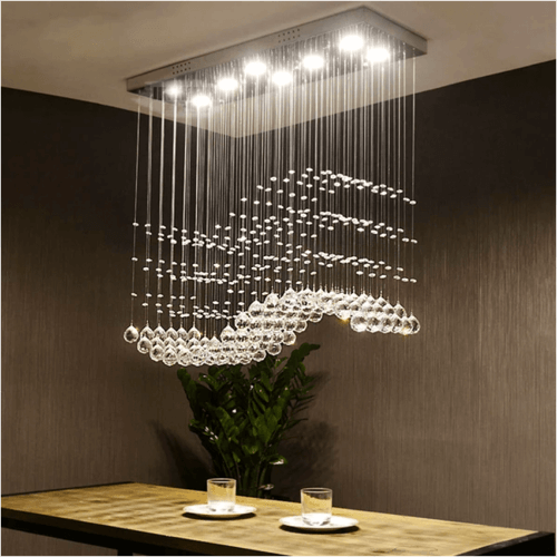 rectangular raindrop wave crystal chandelier 5
